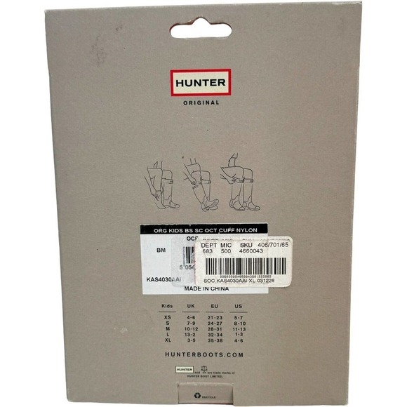 Hunter Original Kids Blue Crab Cuff Boot Socks Shoes Size XL - Picture 2 of 6